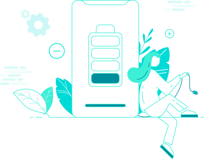 an illustration that symbolizes battery drain and user being not happy about it