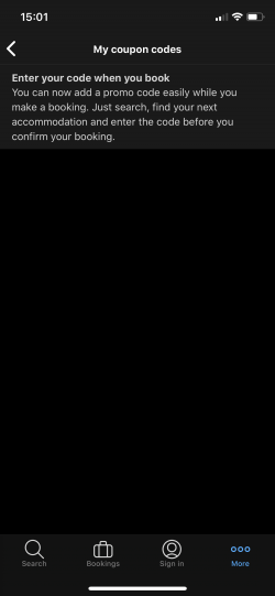 screenshot presenting default font size in mobile app