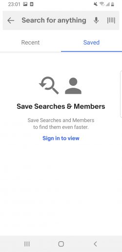 screenshot presenting default font size in mobile app in sign in form