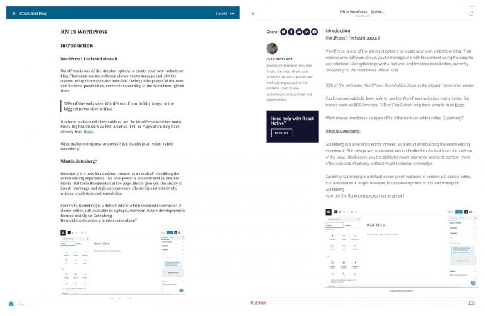 example of blogpost edited in gutenberg