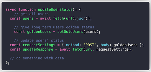 screenshot presenting async function