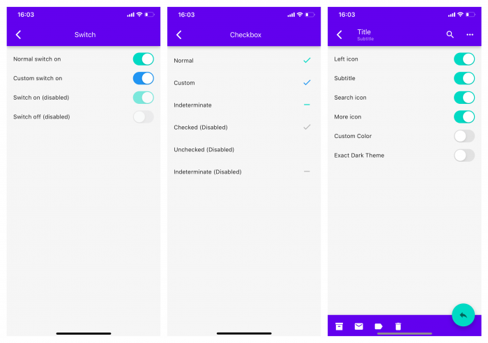 switches, checkboxes and iconography adjusted to ios